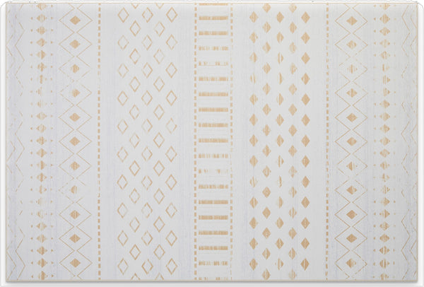 HomeRoots 6' Gold and White Abstract Geometric Washable Area Rug – Stylish, Durable, and Easy to Clean! 6' X 9' 711999