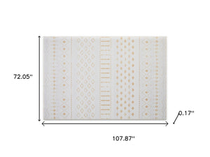 HomeRoots 6' Gold and White Abstract Geometric Washable Area Rug – Stylish, Durable, and Easy to Clean! 8' X 10' 712000