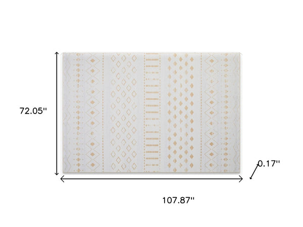 HomeRoots 6' Gold and White Abstract Geometric Washable Area Rug – Stylish, Durable, and Easy to Clean! 8' X 10' 712000