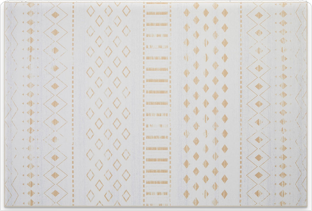 HomeRoots 6' Gold and White Abstract Geometric Washable Area Rug – Stylish, Durable, and Easy to Clean! 8' X 10' 712000
