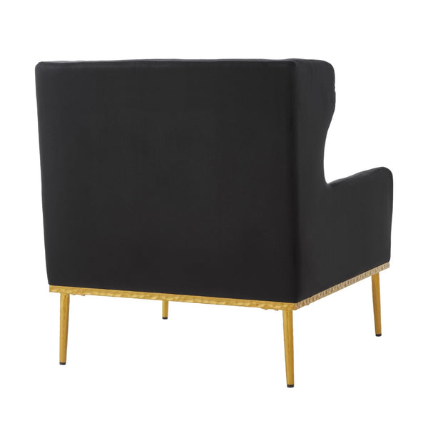 English Elm Modern Velvet Accent Chair Curved Arms Plush Cushion Upholstered Seat for Living Room Black N763P360686B