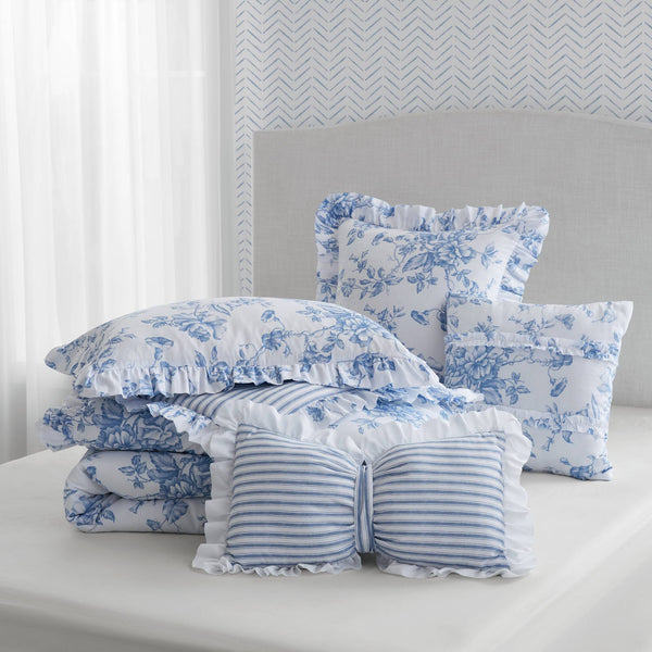English Elm 5 Piece Full/Queen Comforter Set with Decorative Pillows - Soft Microfiber, Hypoallergenic, Cozy Layering Blue 16.54 L x 12.6 W x 7.87 H B035P381287