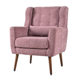 English Elm Modern Accent Chair Chenille Upholstered Ergonomic Lounge Armchair with Wood Legs and Pillow for Reading Comfort and Stylish Living Room Seating Dark Purple,Purple W1028P382741