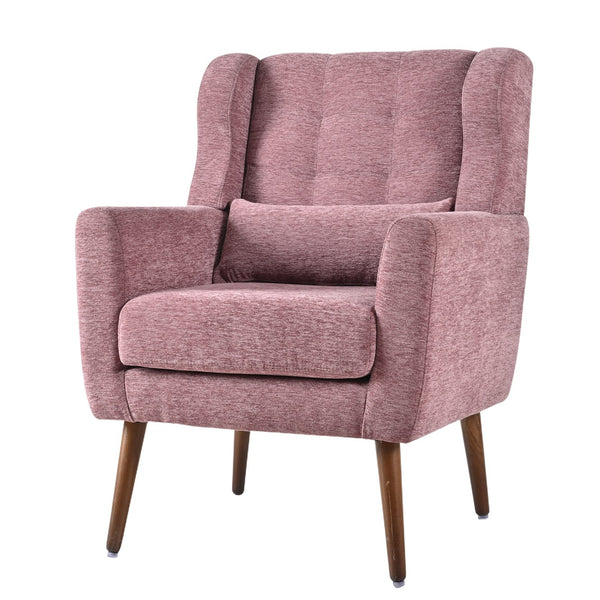 English Elm Modern Accent Chair Chenille Upholstered Ergonomic Lounge Armchair with Wood Legs and Pillow for Reading Comfort and Stylish Living Room Seating Dark Purple,Purple W1028P382741