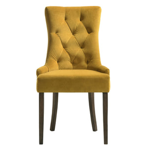 English Elm Yellow Tufted Back Side Chairs Set of 2 — Plush Upholstery, Nailhead Trim, Espresso Legs, Elegant Comfort B062P185679