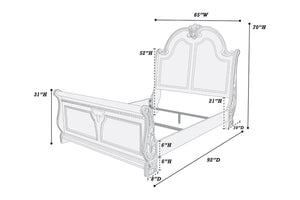 English Elm Traditional Queen Bed Solid Wood Frame with Panel Headboard Warm Brown Bedroom Piece B011S02130