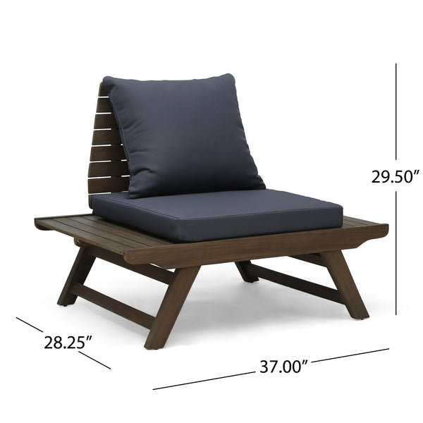 English Elm Christopher Knight Home® - Aticus Acacia 4-Person Outdoor Seating Group with Water-Resistant Cushions, Dark Grey Slatted Style 63744-2_63745_63747_65811DGRY