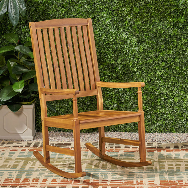 English Elm Christopher Knight Home® - Acacia Outdoor Porch Rocking Chair – Durable Acacia Hardwood, Rustic Slat Design, Smooth Rocking Motion Teak 65490.00