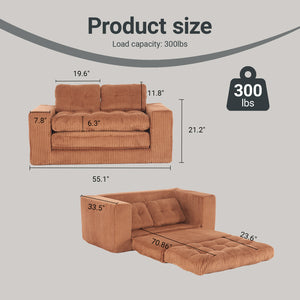 English Elm Loveseat Convertible Sofa Bed - Memory Foam Comfort, No Assembly, Stylish Corduroy For Small Spaces W2959P379139