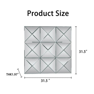 English Elm 3d Beveled Glass Geometric Square Wall Mirror Sculptural Triangular Art for Living Room W3836P410041