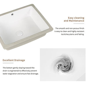 English Elm Rectangular Undermount Ceramic Basin White Glazed Vanity Sink with Overflow Protection W3402P326494