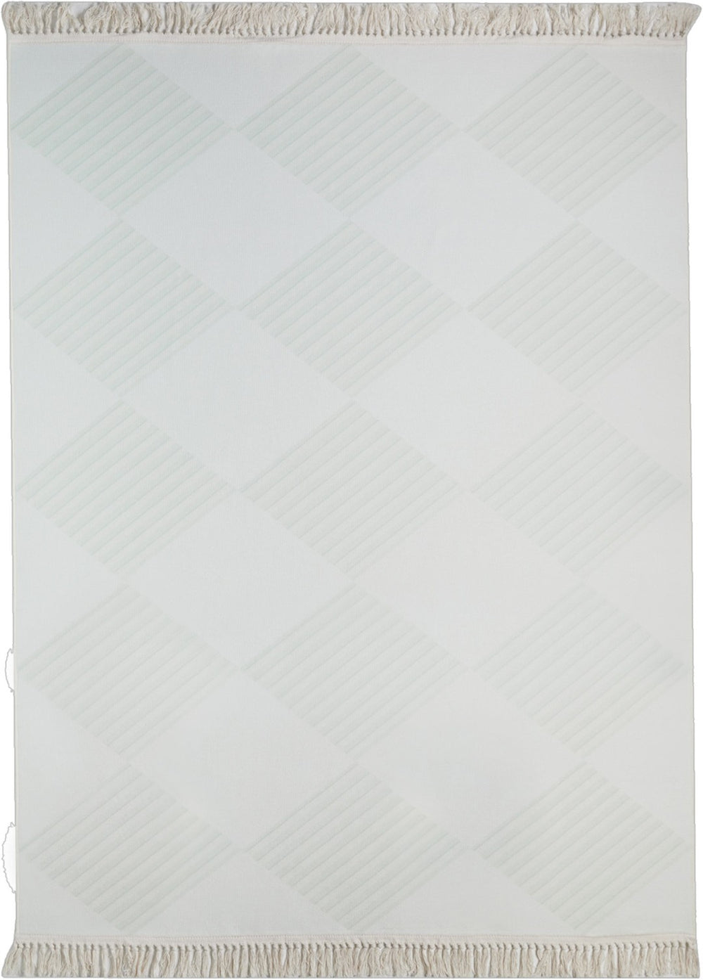 HomeRoots 6' Modern Green and Ivory Geometric Area Rug - Washable, Stain-Resistant, Ideal for High-Traffic Spaces 6' X 9' 712039