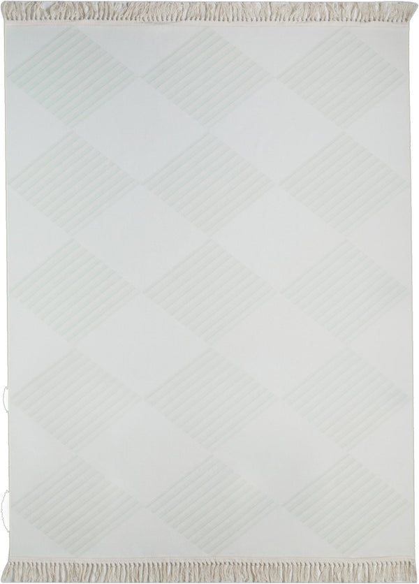 HomeRoots 6' Modern Green and Ivory Geometric Area Rug - Washable, Stain-Resistant, Ideal for High-Traffic Spaces 6' X 9' 712039