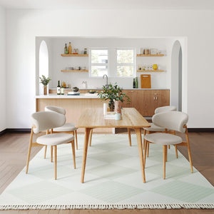 HomeRoots 6' Modern Green and Ivory Geometric Area Rug - Washable, Stain-Resistant, Ideal for High-Traffic Spaces 6' X 9' 712039