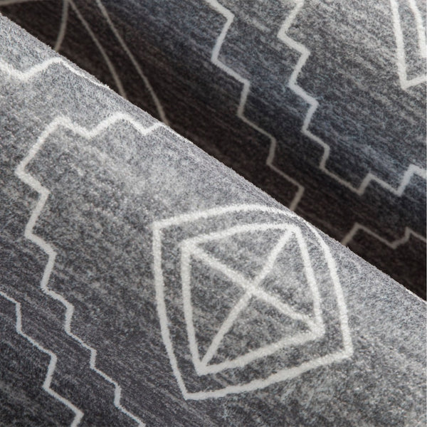 HomeRoots 8' Gray and White Geometric Distressed Area Rug - Stylish, Washable, Stain-Resistant for High Traffic Spaces 8' X 10' 712063