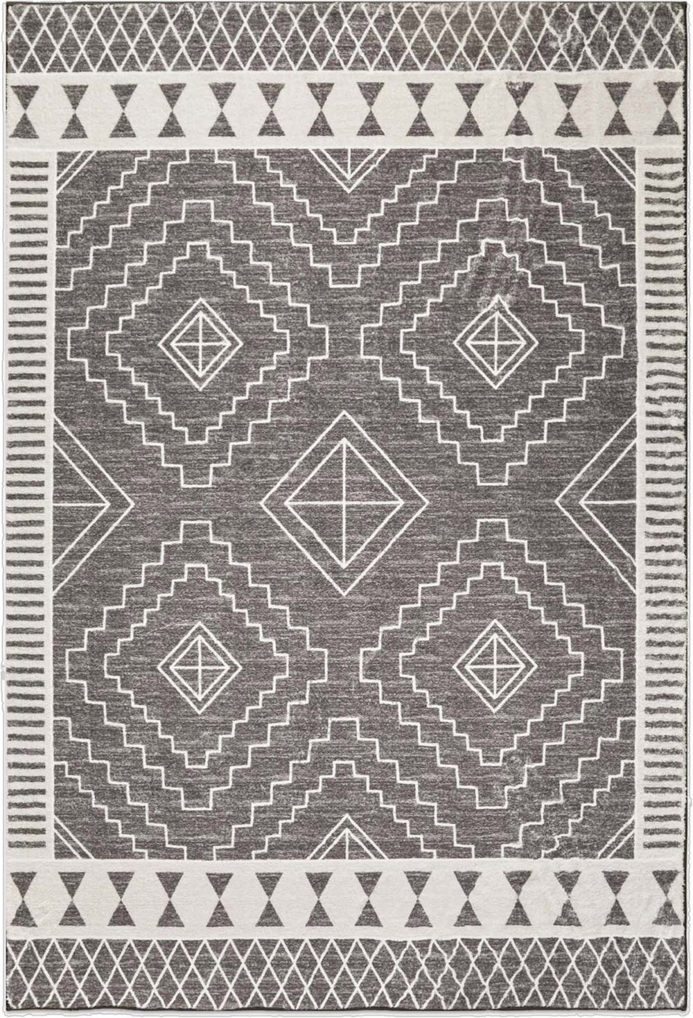 HomeRoots 8' Gray and White Geometric Distressed Area Rug - Stylish, Washable, Stain-Resistant for High Traffic Spaces 8' X 10' 712063