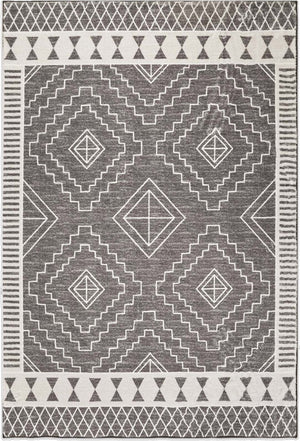 HomeRoots 8' Gray and White Geometric Distressed Area Rug - Stylish, Washable, Stain-Resistant for High Traffic Spaces 8' X 10' 712063