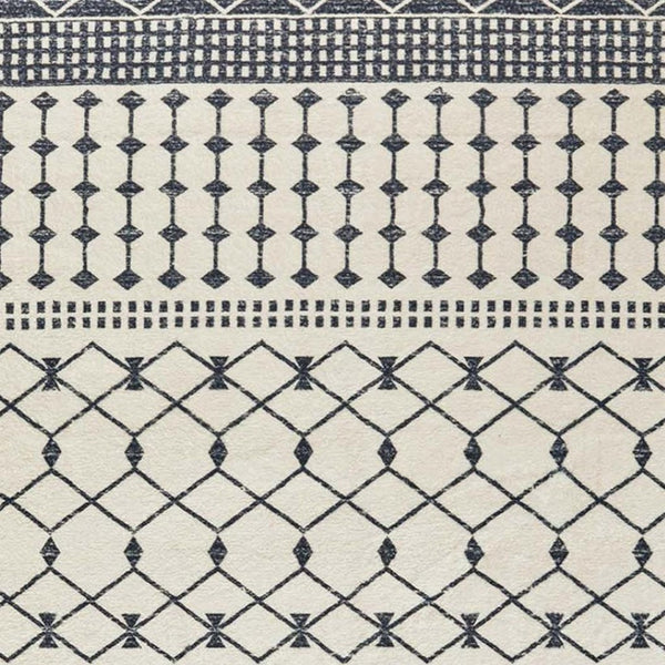 HomeRoots 8' Dark Gray and White Geometric Distressed Area Rug – Modern, Washable, Durable for Busy Homes 8' X 10' 712067