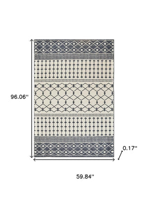 HomeRoots 8' Dark Gray and White Geometric Distressed Area Rug – Modern, Washable, Durable for Busy Homes 8' X 10' 712067