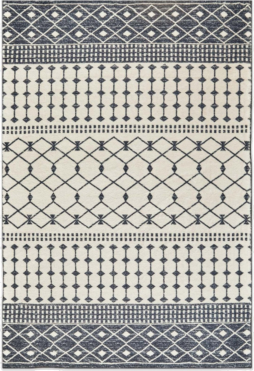 HomeRoots 8' Dark Gray and White Geometric Distressed Area Rug – Modern, Washable, Durable for Busy Homes 8' X 10' 712067