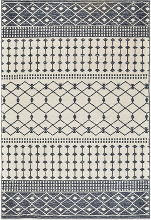 HomeRoots 8' Dark Gray and White Geometric Distressed Area Rug – Modern, Washable, Durable for Busy Homes 8' X 10' 712067