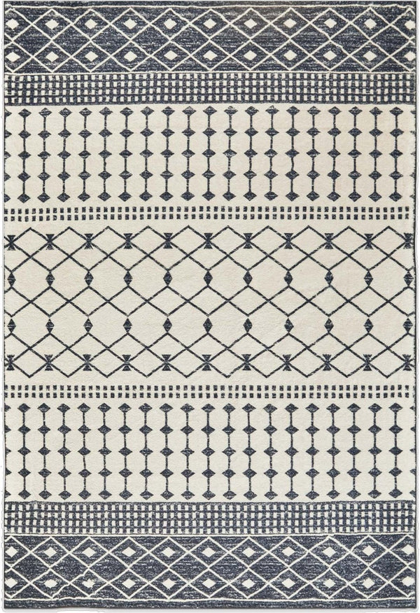 HomeRoots 8' Dark Gray and White Geometric Distressed Area Rug – Modern, Washable, Durable for Busy Homes 8' X 10' 712067