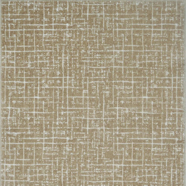 HomeRoots 6' Gold and Ivory Abstract Geometric Distressed Area Rug - Stylish, Washable, and Easy Care Solution 6' X 9' 712071