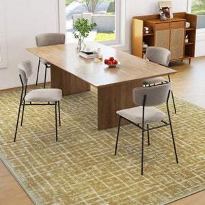 HomeRoots 6' Gold and Ivory Abstract Geometric Distressed Area Rug - Stylish, Washable, and Easy Care Solution 6' X 9' 712071