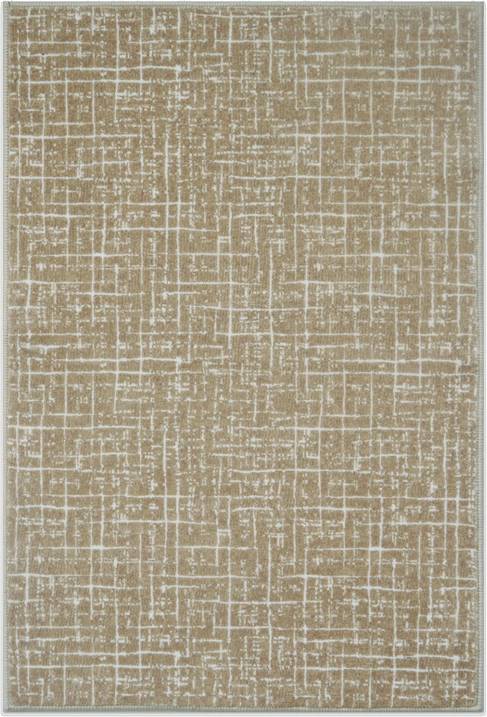 HomeRoots 6' Gold and Ivory Abstract Geometric Distressed Area Rug - Stylish, Washable, and Easy Care Solution 6' X 9' 712071