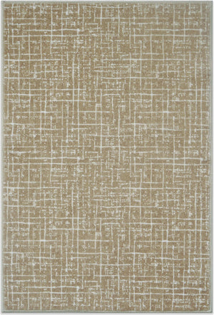 HomeRoots 6' Gold and Ivory Abstract Geometric Distressed Area Rug - Stylish, Washable, and Easy Care Solution 6' X 9' 712071