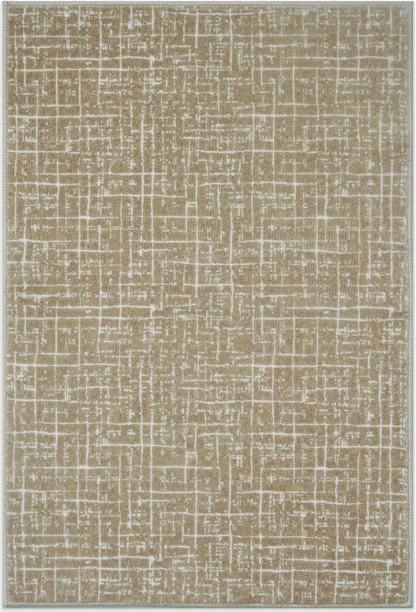 HomeRoots 6' Gold and Ivory Abstract Geometric Distressed Area Rug - Stylish, Washable, and Easy Care Solution 6' X 9' 712071