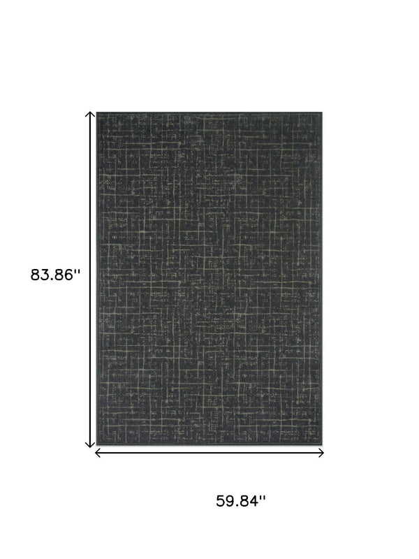 HomeRoots 6' Contemporary Moss Green and Charcoal Abstract Geometric Washable Area Rug for Modern Homes 6' X 9' 712086
