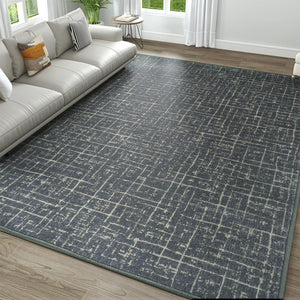 HomeRoots 6' Contemporary Moss Green and Charcoal Abstract Geometric Washable Area Rug for Modern Homes 6' X 9' 712086