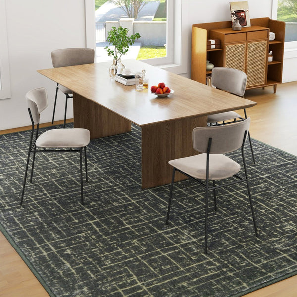 HomeRoots 6' Contemporary Moss Green and Charcoal Abstract Geometric Washable Area Rug for Modern Homes 6' X 9' 712086