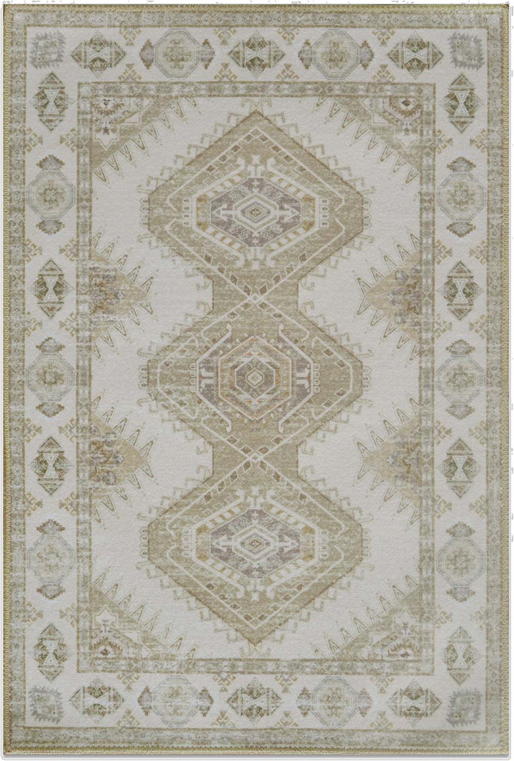 HomeRoots 8' Green and Ivory Southwestern Area Rug - Durable, Washable Design for High-Traffic Spaces 8' X 10' 712097