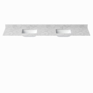 English Elm 96" Freestanding Navy Wood Bathroom Vanity with Carrara Countertop and Ceramic Basin T3785P442234