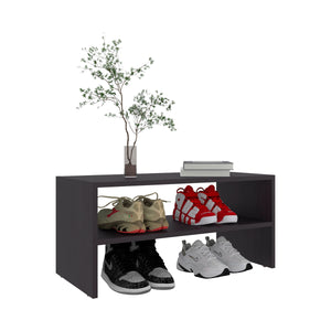 English Elm Shoe Organizer with Two Shelves, Compact Smoke Oak Engineered Wood Storage for Entryway & Home Decor Black 28.74 L x 15.35 W x 3.15 H B097P395906