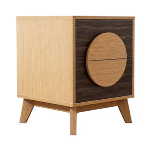 HomeRoots Set of Two Modern Solid Wood Nightstands - Stylish Oak & Dark Brown Finish with Storage Drawers 712105
