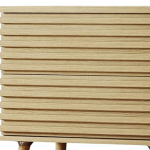 HomeRoots Set of Two Ribbed Solid Wood Nightstands - Modern Design with Soft-Close Drawers & Versatile Use 712107