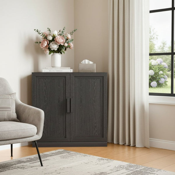 HomeRoots 31" Brown Wood Corner Accent Cabinet - Stylish Storage Solution for Small Spaces & Modern Decor 712115