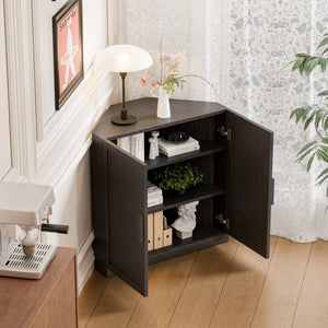 HomeRoots 31" Brown Wood Corner Accent Cabinet - Stylish Storage Solution for Small Spaces & Modern Decor 712115