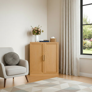 HomeRoots 31" Black Corner Accent Cabinet - Stylish Space-Saving Storage with Two Doors for Any Room 712118