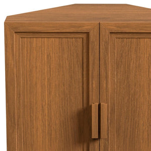 HomeRoots 31" White Wood Corner Accent Cabinet - Space-Saving Storage with Two Doors for Any Room Decor 712120