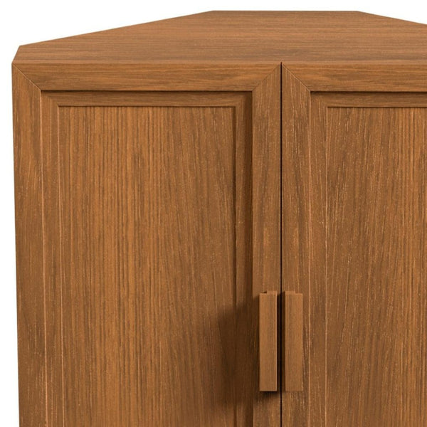 HomeRoots 31" White Wood Corner Accent Cabinet - Space-Saving Storage with Two Doors for Any Room Decor 712120