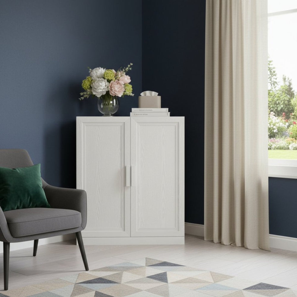 HomeRoots 31" Brown Wood Corner Accent Cabinet - Stylish Storage Solution for Any Space with Two Doors! 712121