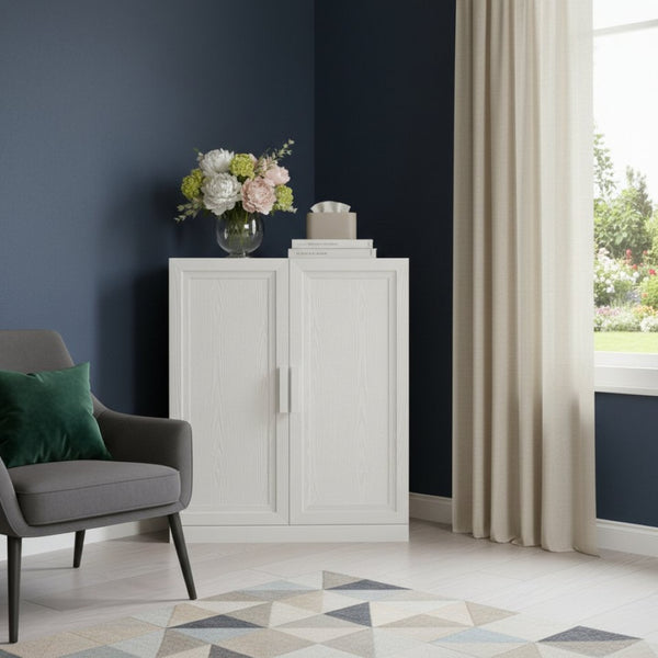 HomeRoots 31" Brown Wood Corner Accent Cabinet - Stylish Storage Solution for Any Space with Two Doors! 712121
