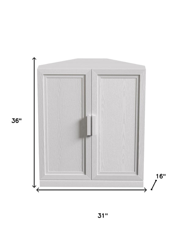 HomeRoots 31" Brown Wood Corner Accent Cabinet - Stylish Storage Solution for Any Space with Two Doors! 712121