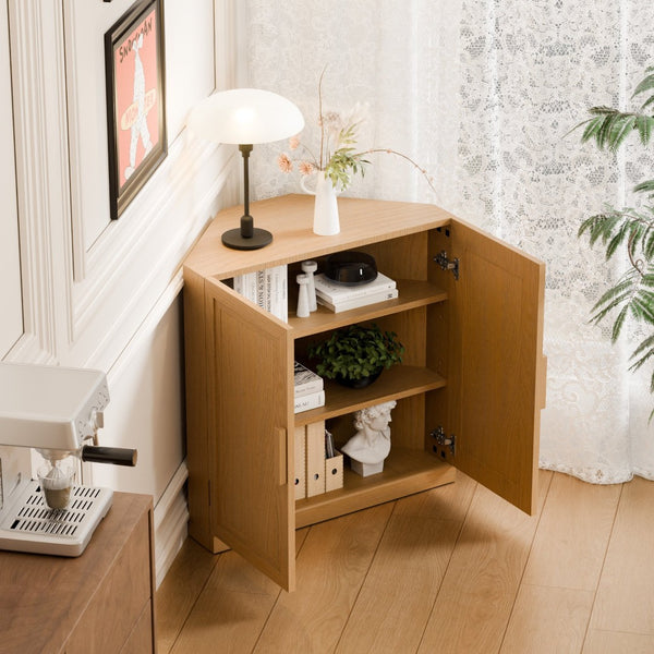 HomeRoots 31" Black Wood Corner Accent Cabinet – Stylish Storage Solution for Modern Spaces & Nooks 712122