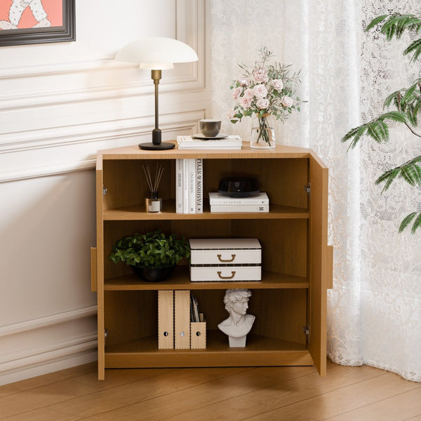 HomeRoots 31" Black Wood Corner Accent Cabinet – Stylish Storage Solution for Modern Spaces & Nooks 712122