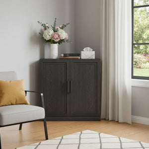 HomeRoots 31" Brown Wood Corner Accent Cabinet - Stylish Storage Solution for Small Spaces & Modern Decor 712123